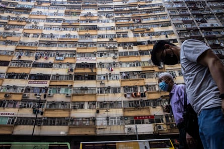 Dozens of air conditioning units adorn a block of flats in Hong Kong.