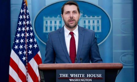 Brian Deese addresses reporters at the White House Tuesday.