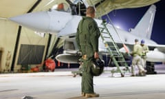 An RAF Typhoon FGR4 aircraft back at base after strikes against Houthi targets in Yemen, 4 February 2024.