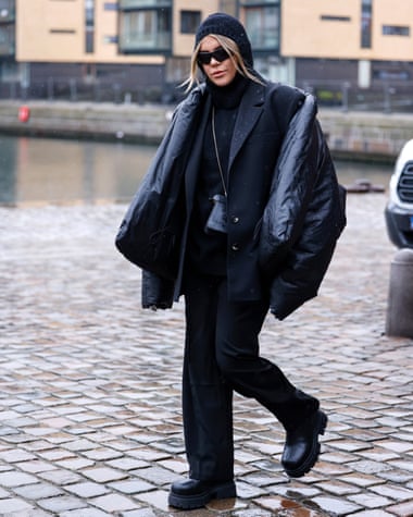 Spanish influencer Gigi Vives wearing a black Yeezy x Gap jacket in Copenhagen earlier this year.