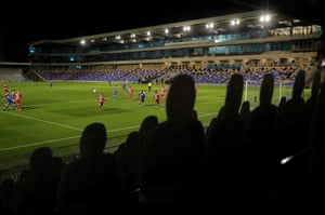 Cardboard cutouts at the AFC Wimbledon v Doncaster League One match on 3 November, the opening game of Wimbledon’s new stadium.