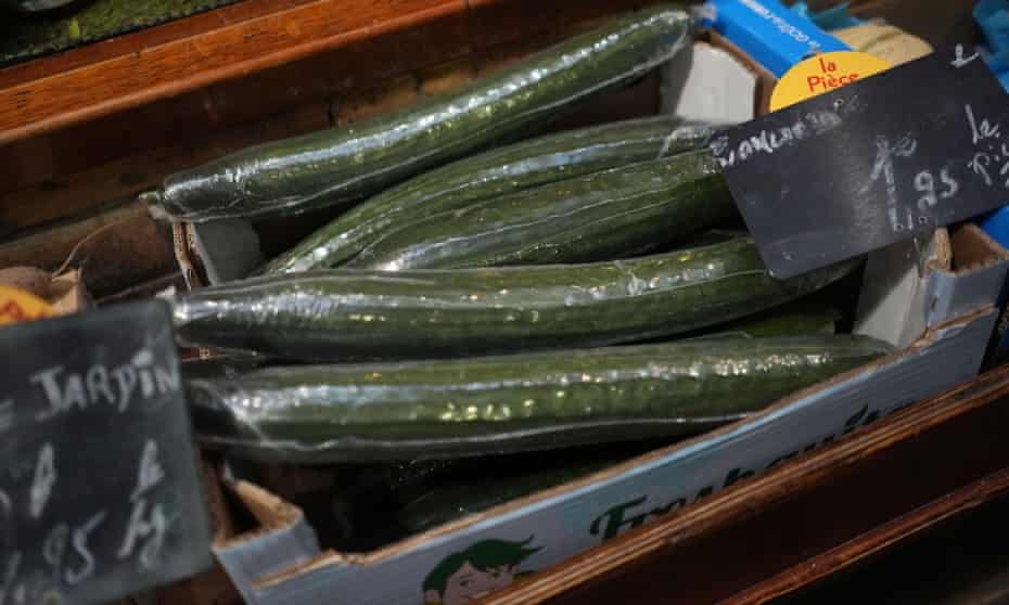 From Saturday cucumbers, leeks, carrots and about 30 other fruits and vegetables will no longer be sold in plastic in France. 