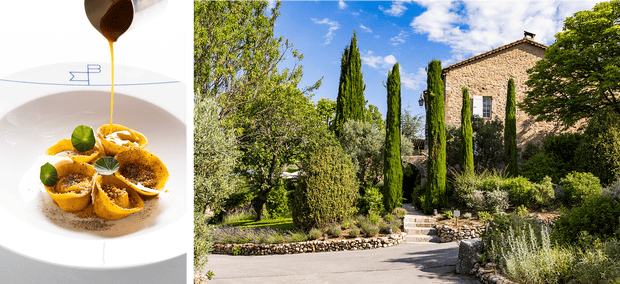 At La Bastide Moustiers, which is located near the Lac de Sainte-Croix and the Gorges du Verdon, Chef Adrien de Crignis throws a spotlight on the flavours of Provençal cuisine and local terroirs. Menus follow the seasons, with vegetables and herbs being picked fresh from the restaurant’s own gardens.