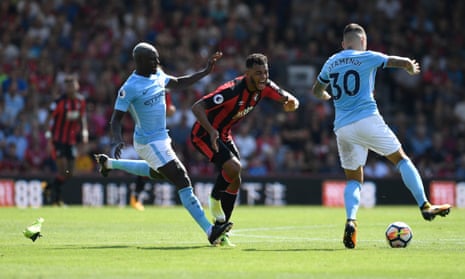 Bournemouth’s Josh King is fouled by Manchester City’s Benjamin Mendy.