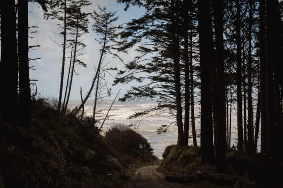 A viewpoint of the ocean at Seagate Road at the Quinault Indian Nation in Taholah, Washington. The Seagate Road viewpoint has eroded over time due to the sea level rising, said tribal treasurer Larry Ralston.