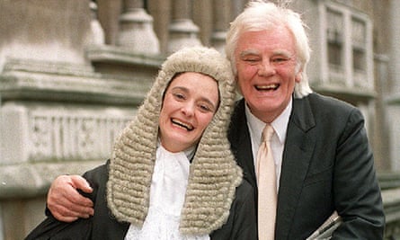 Tony Booth with his daughter, Cherie Booth, after she was sworn in as a QC in 1995.