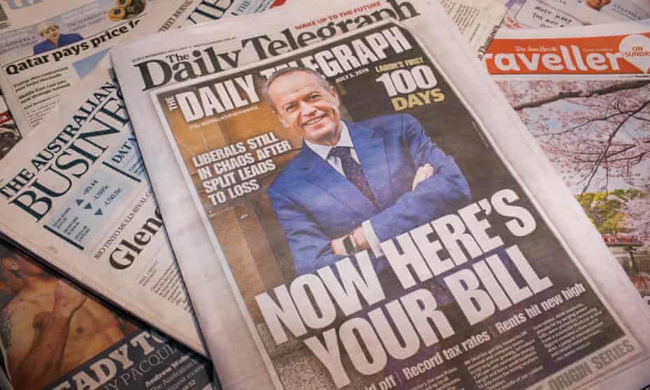 The Daily Telegraph front page on 5 July shows a mock-up cover of Labor leader Bill Shorten 100 days into his supposed term as Australian prime minister in 2019.