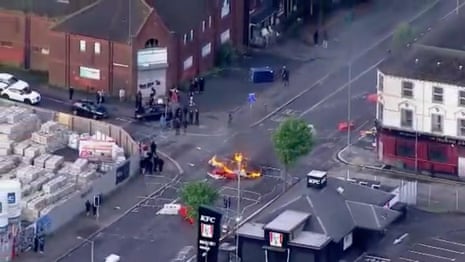 Anti-immigration protesters in Belfast set bins and vehicles on fire amid unrest over knife attack – live | Politics | The Guardian