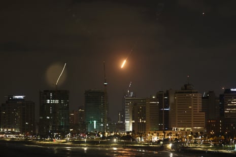 A missile fired from Iran breaches Israeli's 'Iron Dome' air defense system, as it strikes an area in Tel Aviv, Israel, 16 June 2025.
