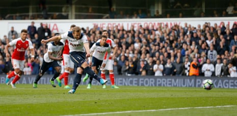 Harry Kane of Tottenham Hotspur scores his side’s second goal from the penalty spot.