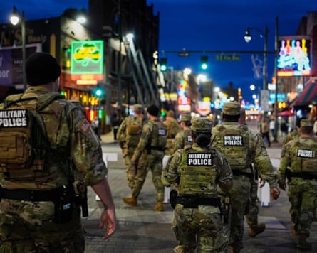 Members of the National Guard patrolling along Beale Street, Memphis, in October last year.