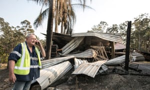 Col Meredith on his neighbour’s property in Rainbow Flat. The house was destroyed.