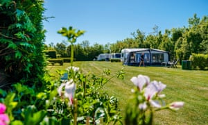 Caravans on a sunny campsite