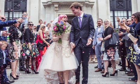 Victoria and Jonathan O'Brien, who met on Twitter, on their wedding day.