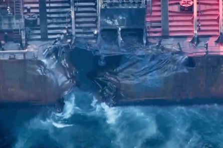 The damaged tanker