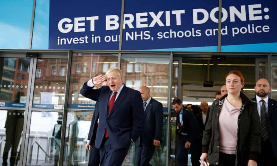 Boris Johnson outside the conference venue