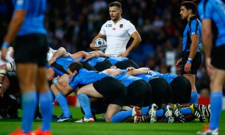 Danny Care of England waits for the scrum during the 2015 World Cup Pool A match against Uruguay