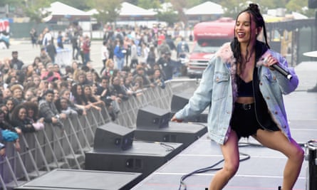 High notes: performing onstage with LOLAWOLF during the Meadows Music & Arts Festival in New York.