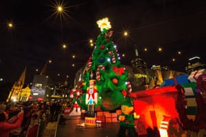 The tree in Melbourne, Australia was constructed from over half a million Lego bricks