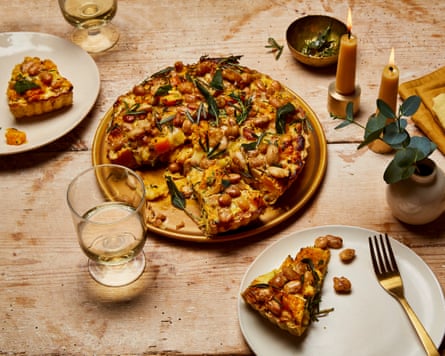 Anna Jones’ squash, winter herb and popped butterbean pie