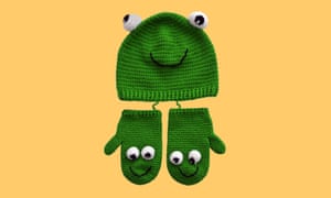 Ensemble chapeau et mitaines grenouille