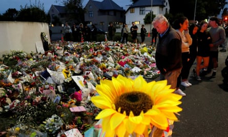 People visit a memorial for victims of the Christchurch mosque massacres in 2019.