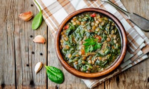 ‘Meat-free cooking is more exciting than it used to be …’ Lentil spinach soup.