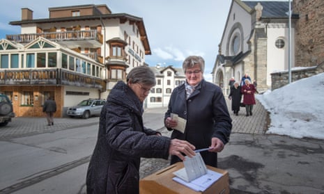 Women cast their votes in Switzerland referendum