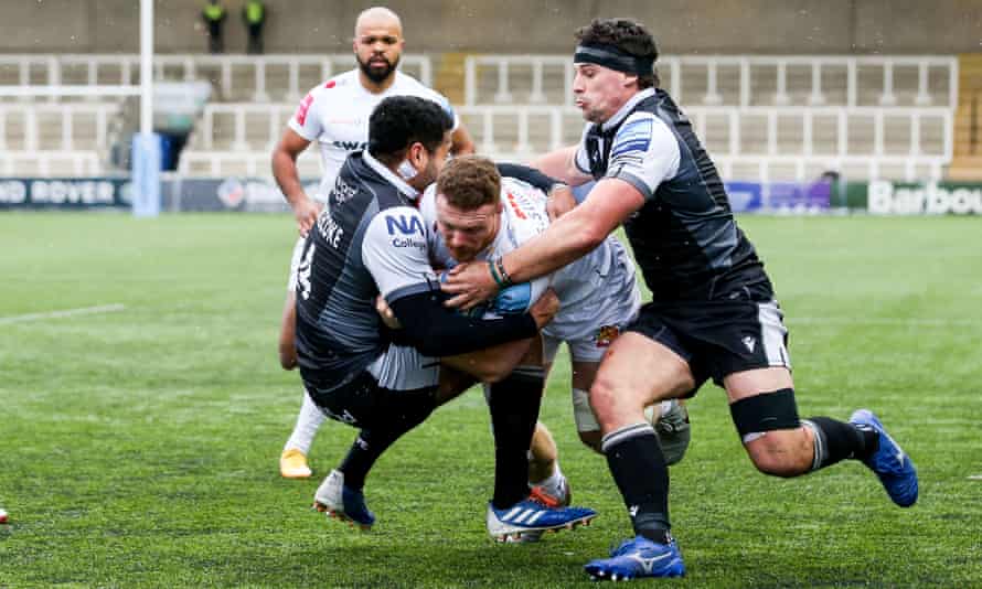 Simmonds powers through to score against Newcastle in February.