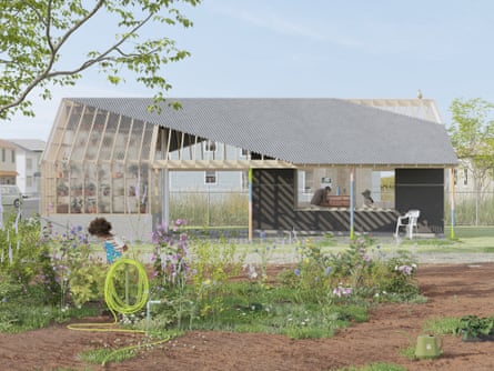 Rendu architectural d'une serre moderne