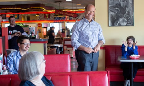 John Delaney talks with voters in Tilton, New Hampshire on 9 May 2019. 