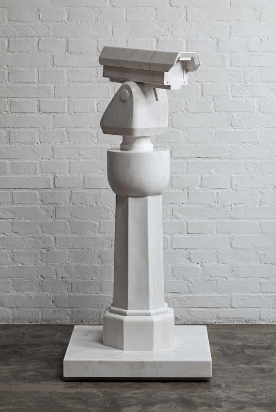‘the marble is overstated and artistically heavy’ … Surveillance Camera and Plinth, 2014.