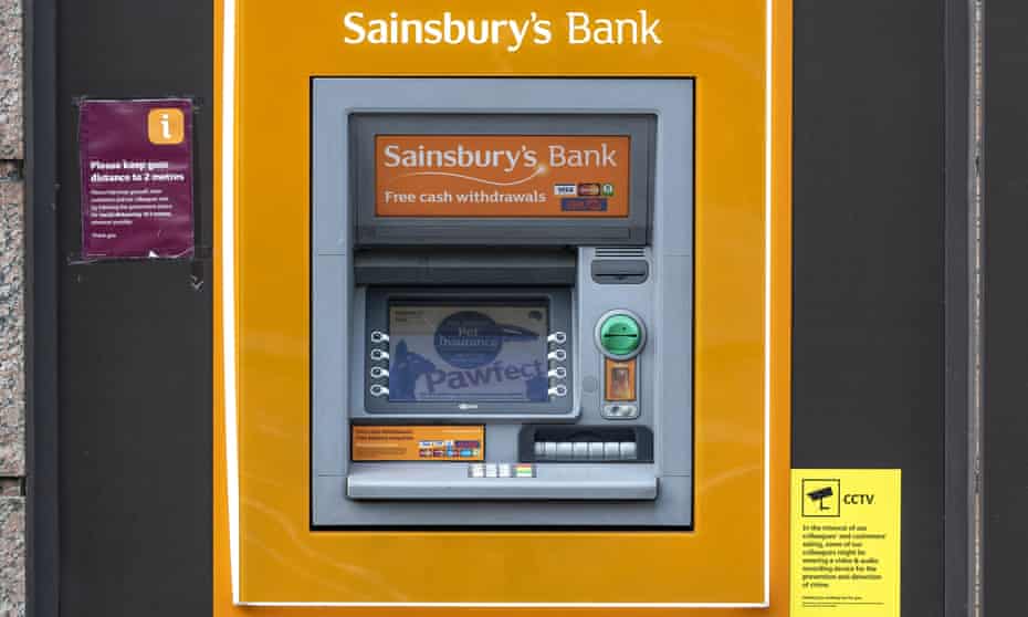 Sainsbury's Bank cash machine at one of its stores