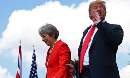 Theresa May and Donald Trump at Chequers in July 2018.
