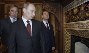 Sergei Roldugin, Vladimir Putin and Dmitry Medvedev
