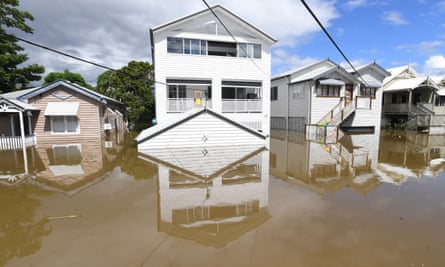 Floodwaters in the suburb of Auchenflower in Brisbane