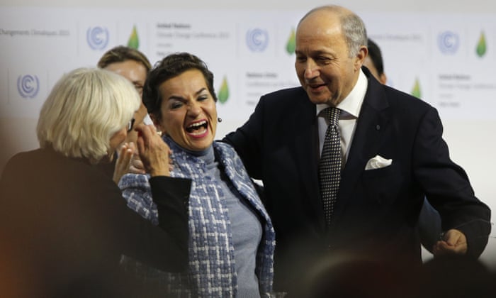 From left to right: Tubiana, Figueres, Fabius.