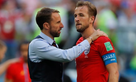 Gareth Southgate consoles Harry Kane after Eden Hazard sealed Belgium’s win in the World Cup third-place play-off. 