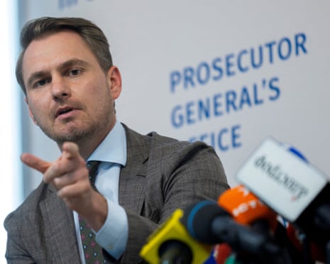 Prosecutor general of Ukraine Ruslan Kravchenko attends a press conference in Kyiv.
