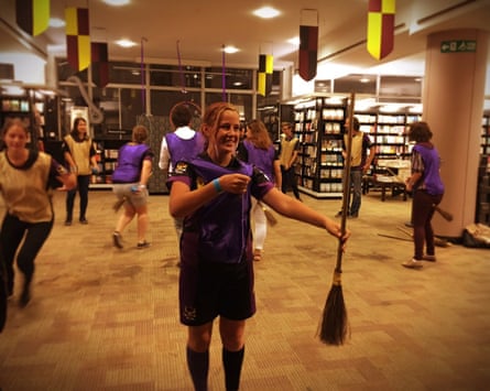 Quidditch players at Waterstones Piccadilly in London during the launch of Harry Potter and the Cursed Child in July 2016.
