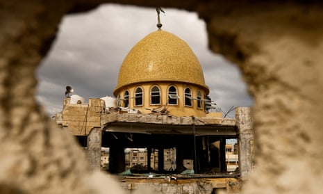 A mosque struck by Israel in Khan Younis.