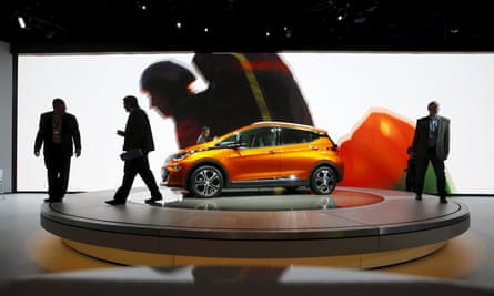 A Chevrolet Bolt EV electric vehicle is displayed at the North American International Auto Show in Detroit, in this file photo taken January 12, 2016. The Obama administration has backed billions of dollars in EV subsidies for consumers and the industry. Yet with gas prices close to $2 a gallon only about 400,000 electric cars have been sold. To match Insight AUTOS-ELECTRIC/OBAMA REUTERS/Mark Blinch/Files