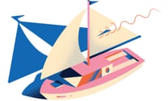 Illustration of a boat with sails and a blue shadow