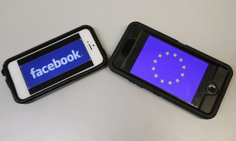 facebook and EU symbols on two smartphones