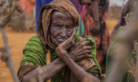An elderly women waits for food aid in the Warder district in the Somali region of Ethiopia.