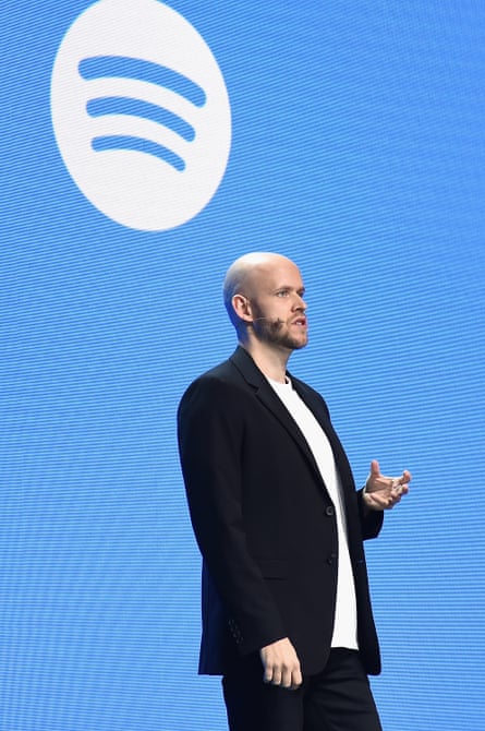 Spotify’s CEO, Daniel Ek, speaking in New York in March 2018.