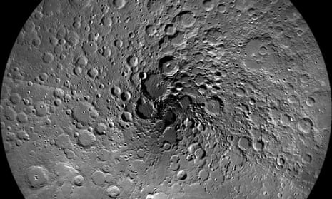This image of the moon’s north polar region was taken by the Lunar Reconnaissance Orbiter Camera.