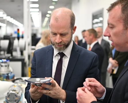 The business and trade secretary, Jonathan Reynolds, visits MBDA in Bolton