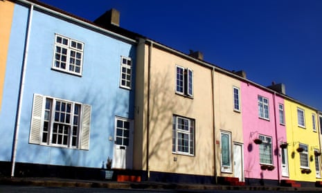 Pastel-coloured houses in Sedgefield, County Durham