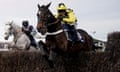 Nico de Boinville rides Shishkin (yellow) at Aintree’s Grand National meeting earlier this month.